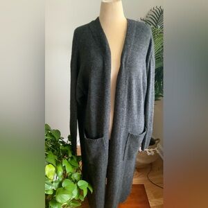 H&M LONG CHARCOAL SWEATER CARDIGAN COAT M